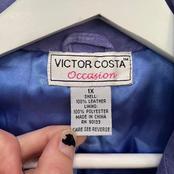 Vintage lilac suede jacket with flowers - Picture 4 of 7